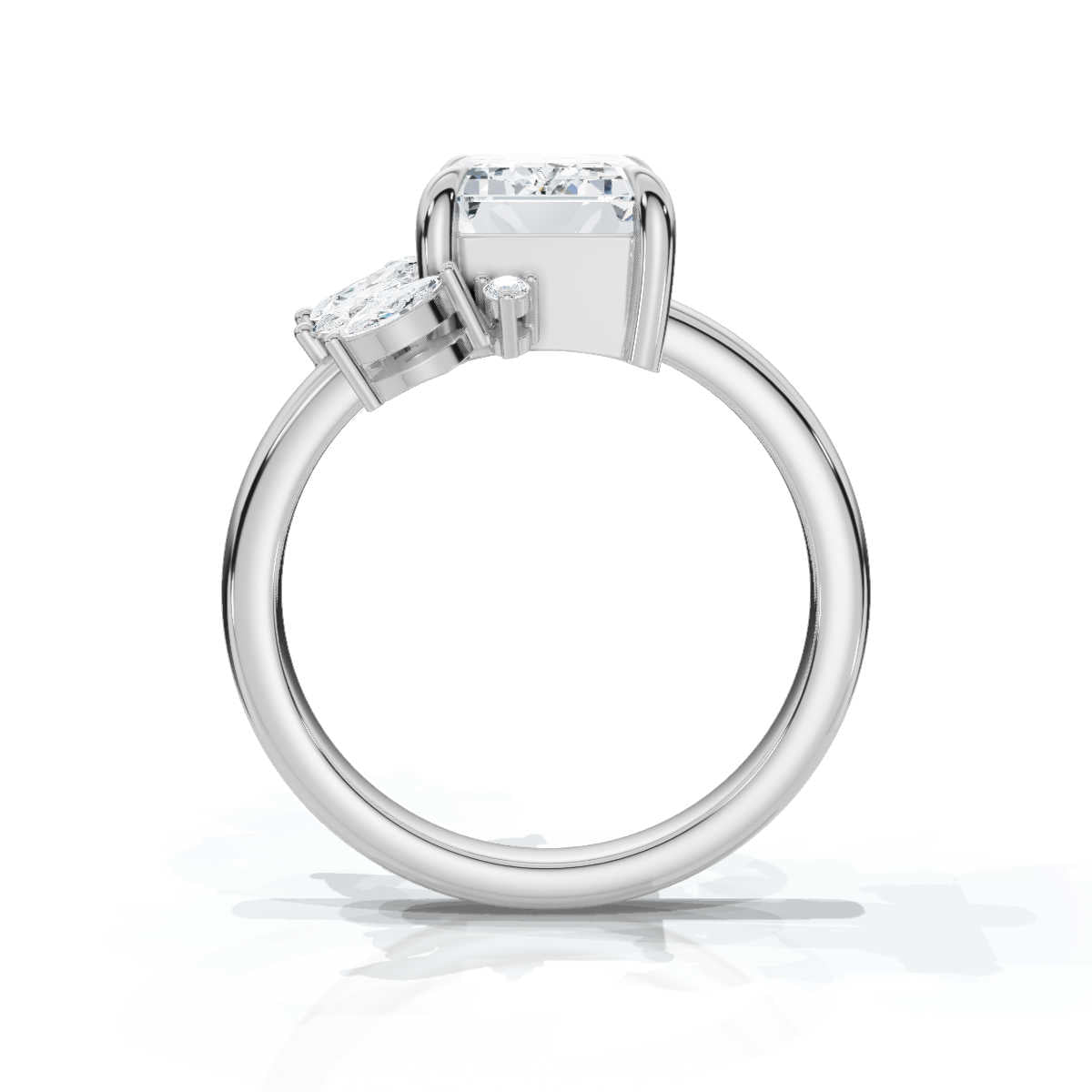 Solid Gold 2 CT Emerald Cut Lab Grown Diamond Engagement Ring - Style (7D49D1)