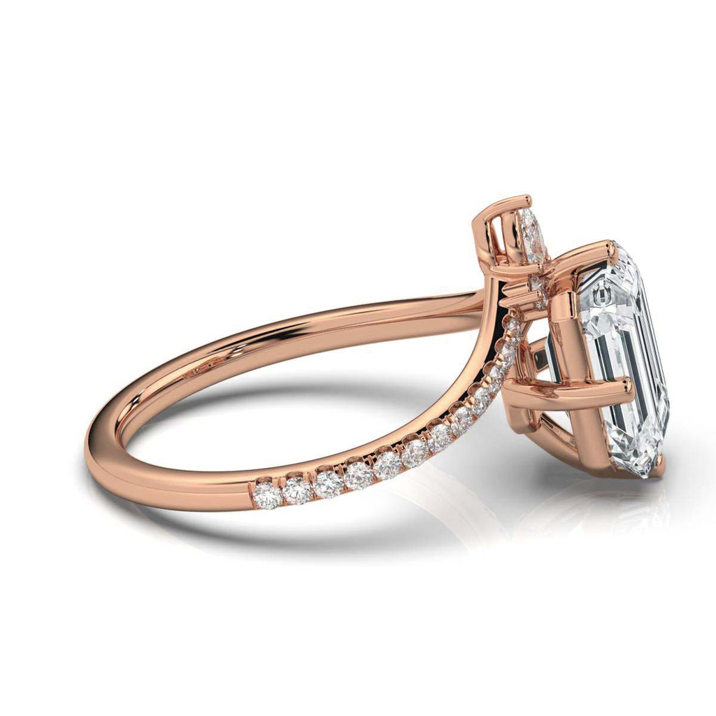 18K Solid Gold 2.3 CT Lab Grown Diamond Ring with Diamond Halo Accents