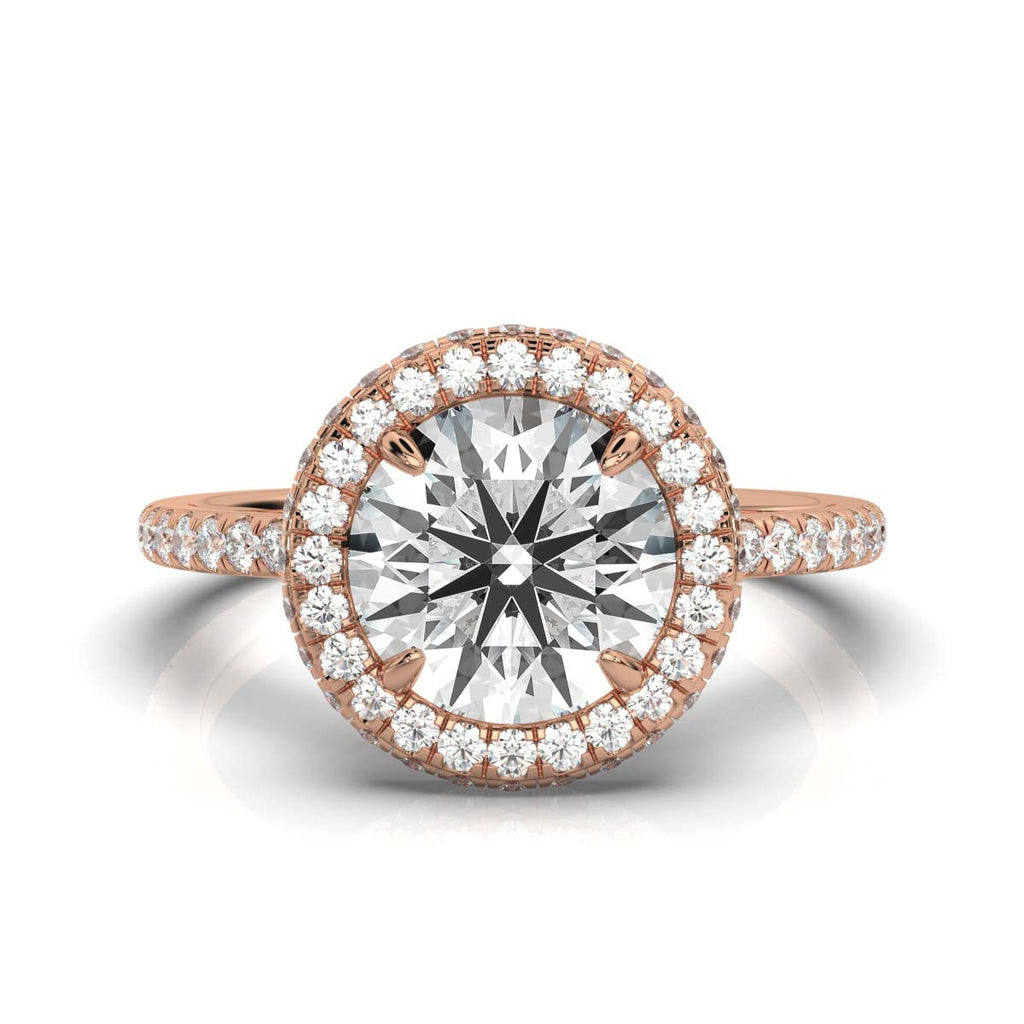 Solid Gold Halo Claw Lab Grown Diamond Ring