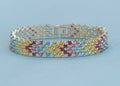 Solid Gold Multi Sapphire Tennis Bracelet (2BDAC5)