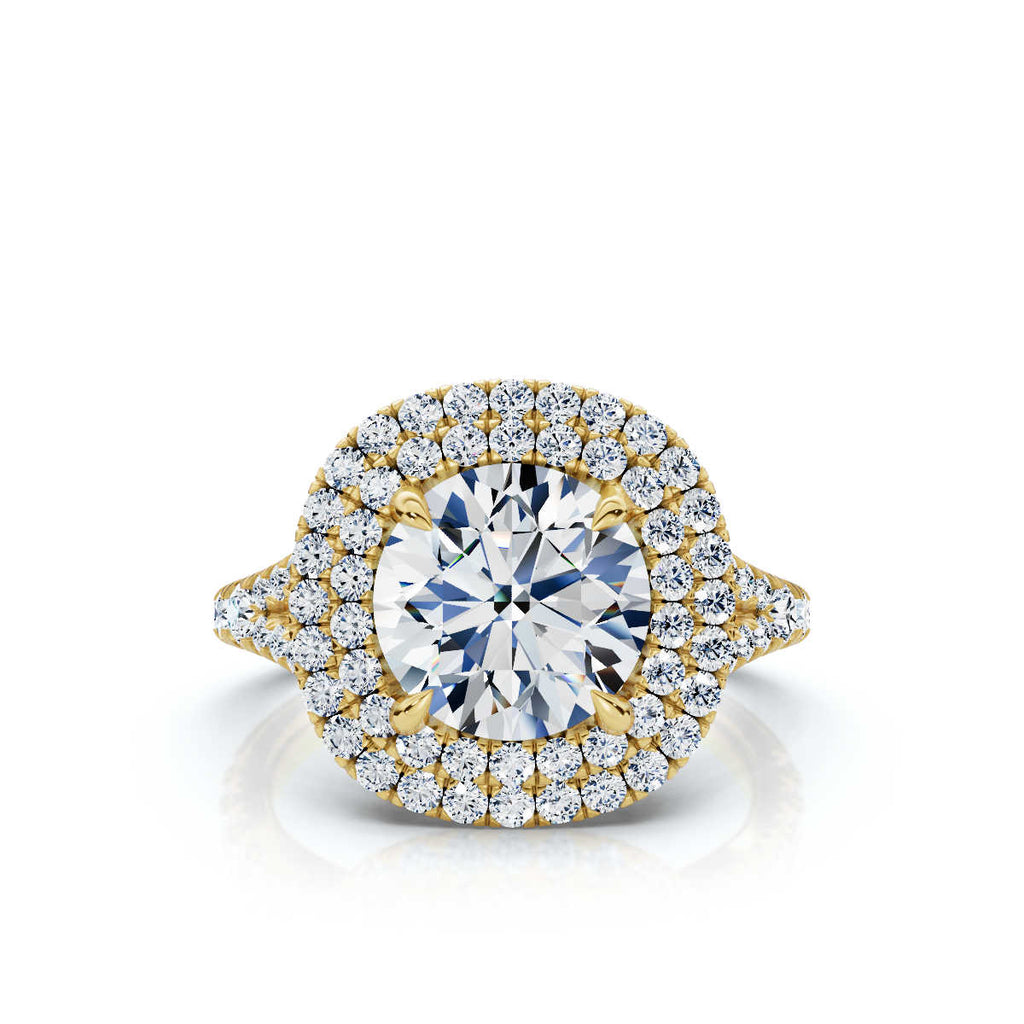 Solid Gold 3 CT Pave Set Halo Lab Grown Diamond Engagement Ring