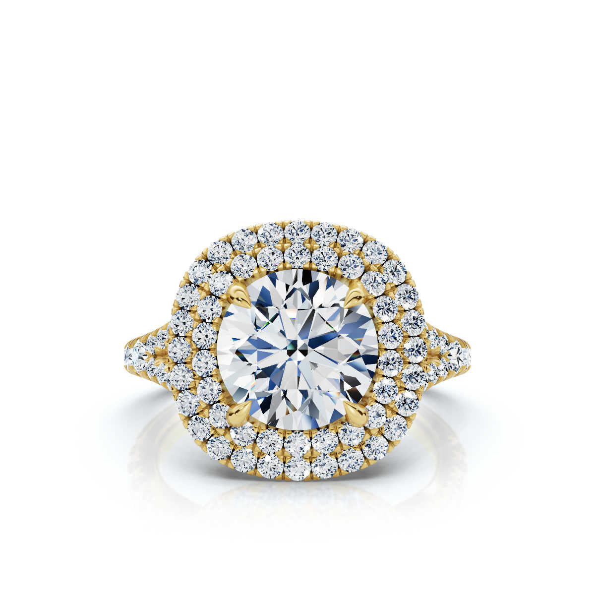 Solid Gold 3 CT Pave Set Halo Lab Grown Diamond Engagement Ring