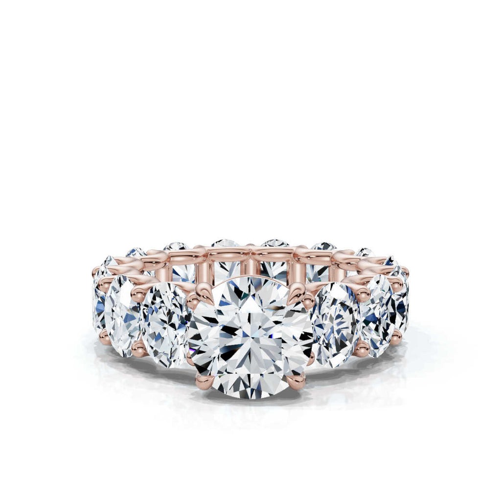 18K Solid Gold Oval & Round Lab Grown Diamond Ring