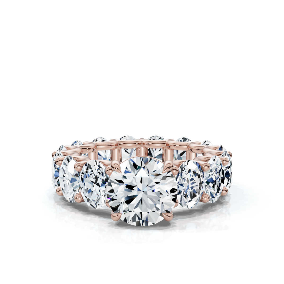 18K Solid Gold Oval & Round Lab Grown Diamond Ring