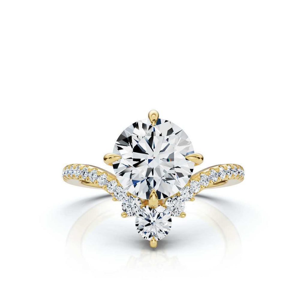 18K Solid Gold 2.5 CT Round Lab Grown Diamond Ring