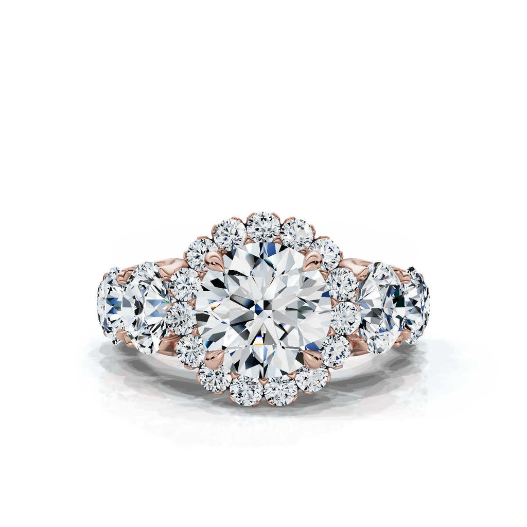 Solid Gold Halo Lab Grown Diamond Ring (CC1F6C)