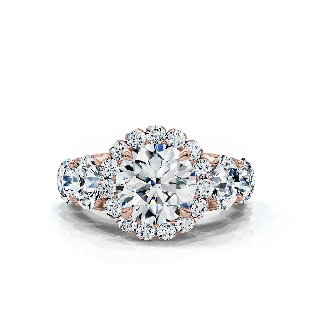 Solid Gold Halo Lab Grown Diamond Ring (CC1F6C)