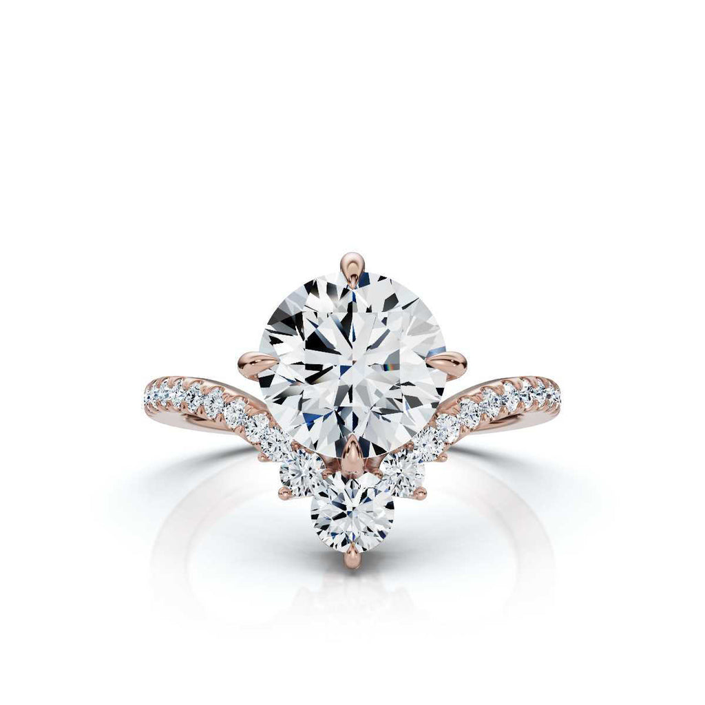 18K Solid Gold 2.5 CT Round Lab Grown Diamond Ring