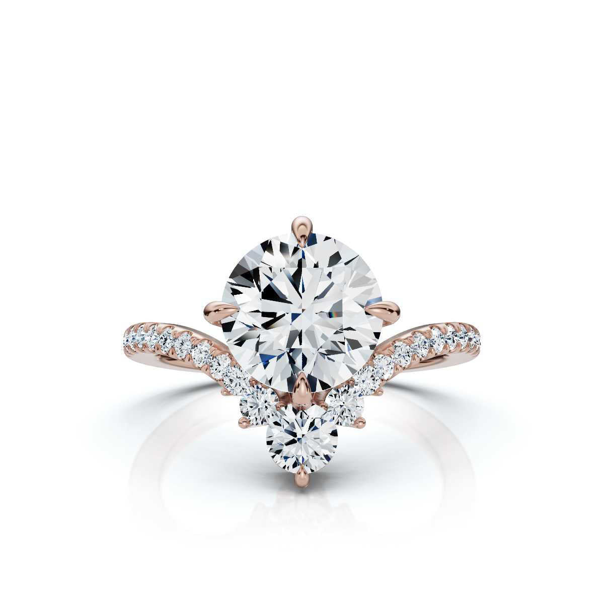 18K Solid Gold 2.5 CT Round Lab Grown Diamond Ring