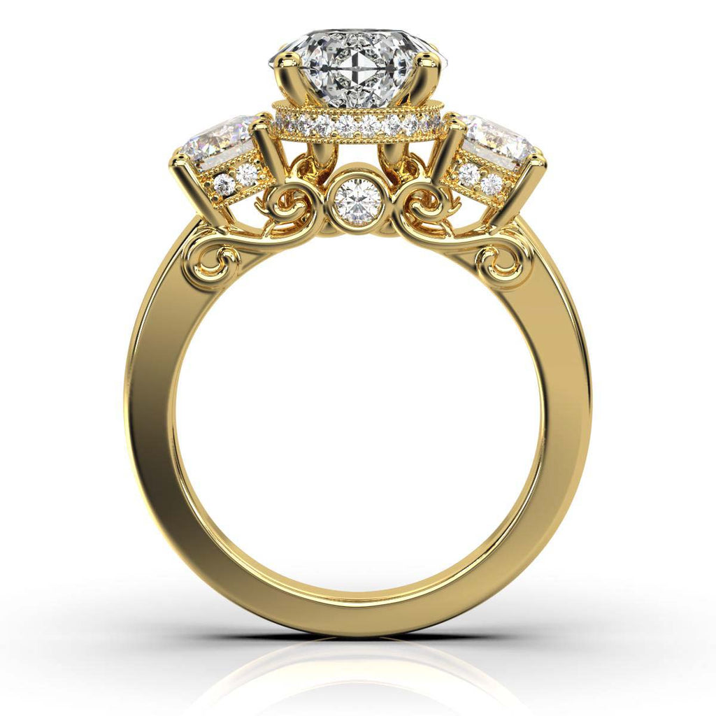 Solid Gold Three Stone Lab Grown Diamond Ring (D45B90)