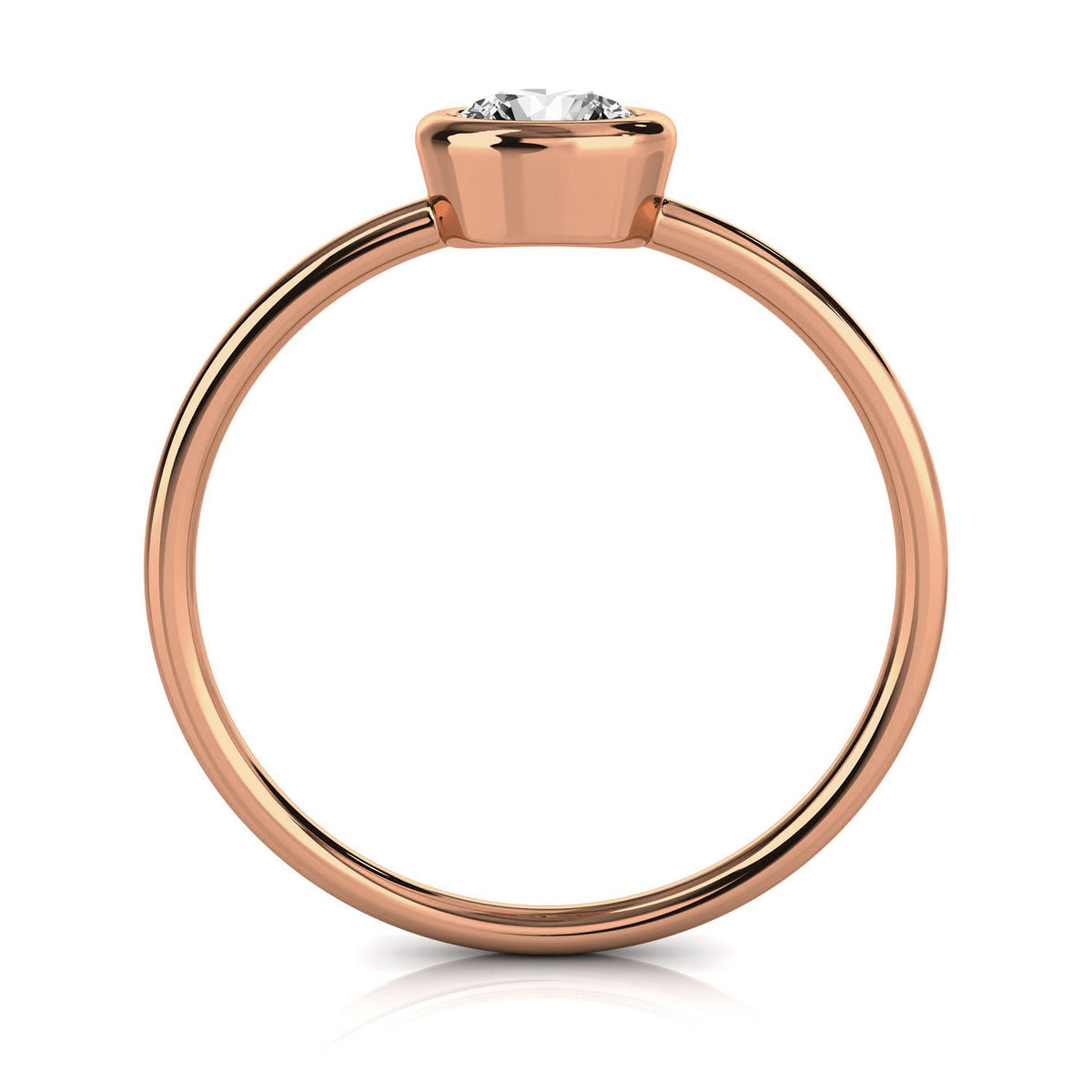 Solid Gold Bezel Solitaire Lab Grown Diamond Ring