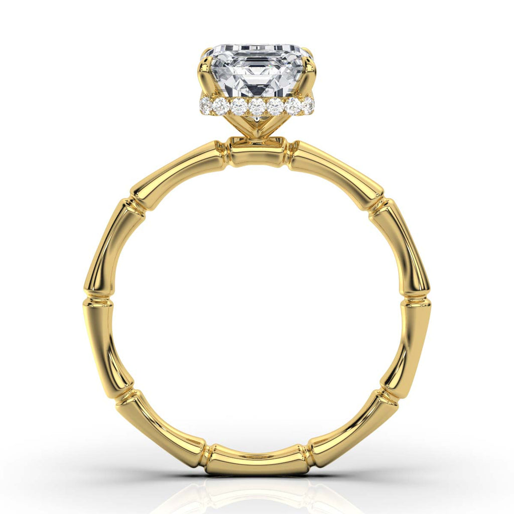 Solid Gold 2ct Emerald Cut Lab Grown Dimaond Engagement Ring