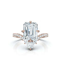 18K Solid Gold 2.4 CT Emerald Lab Grown Diamond Ring with Diamond Halo Accents