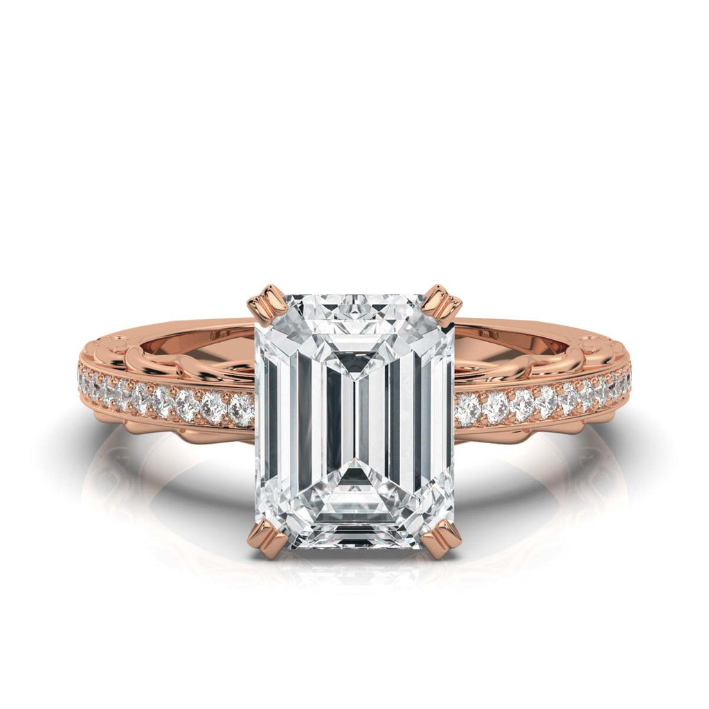Solid Gold Engagement Ring 2.3ct Emerald Cut Solitaire Lab Grown Diamond