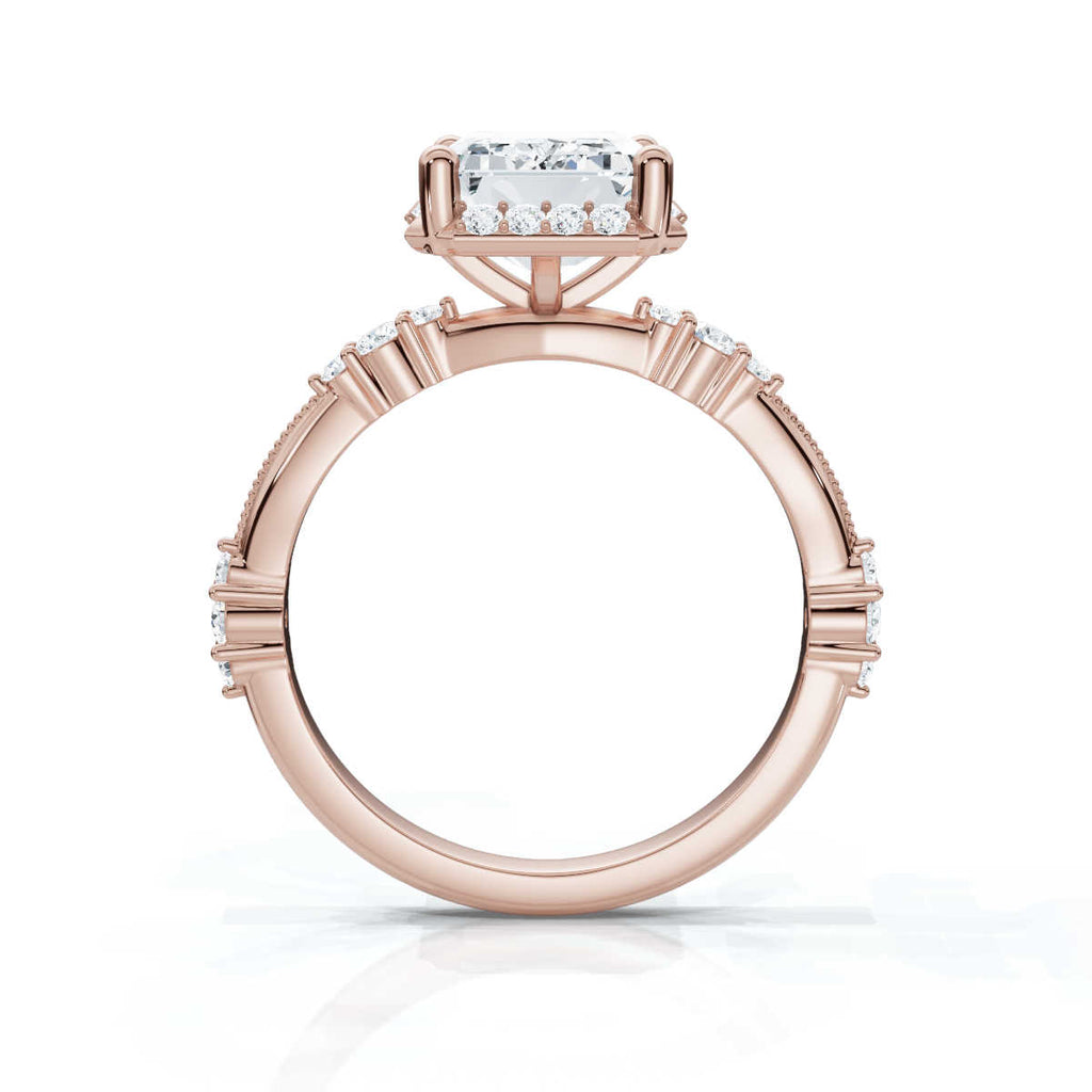 Solid Gold 2 CT Emerald Cut Lab Grown Diamond Engagement Ring - Style - (72D67)