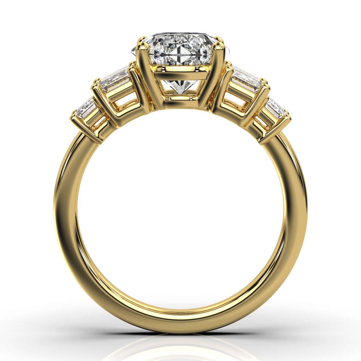 Solid Gold Diamond Ring Emerald Cut Five Stone Emerald Shape Lab Grown