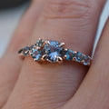 Solid Gold Light Blue Montana Sapphire Cluster Engagement Ring