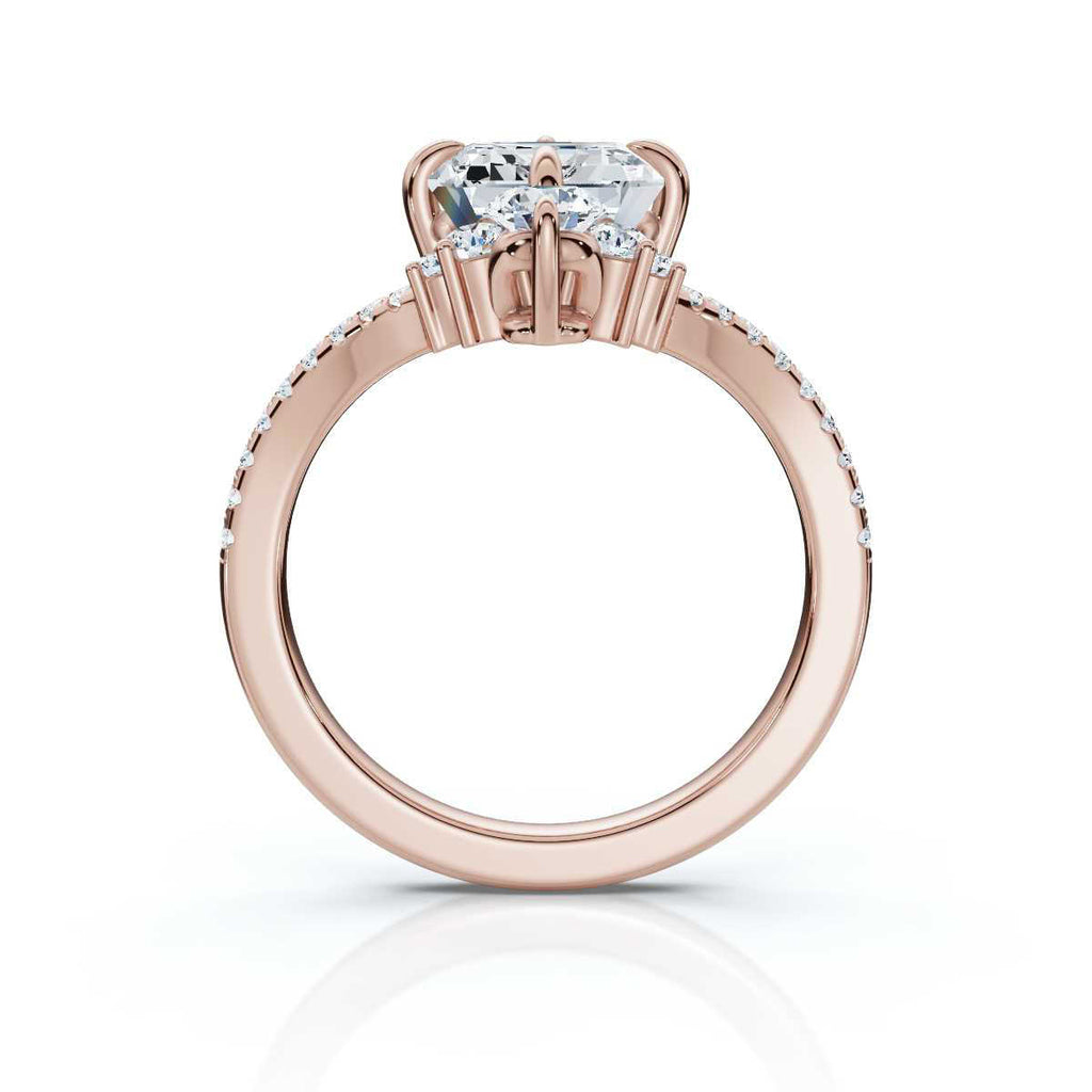 18K Solid Gold 2.4 CT Emerald Lab Grown Diamond Ring with Diamond Halo Accents