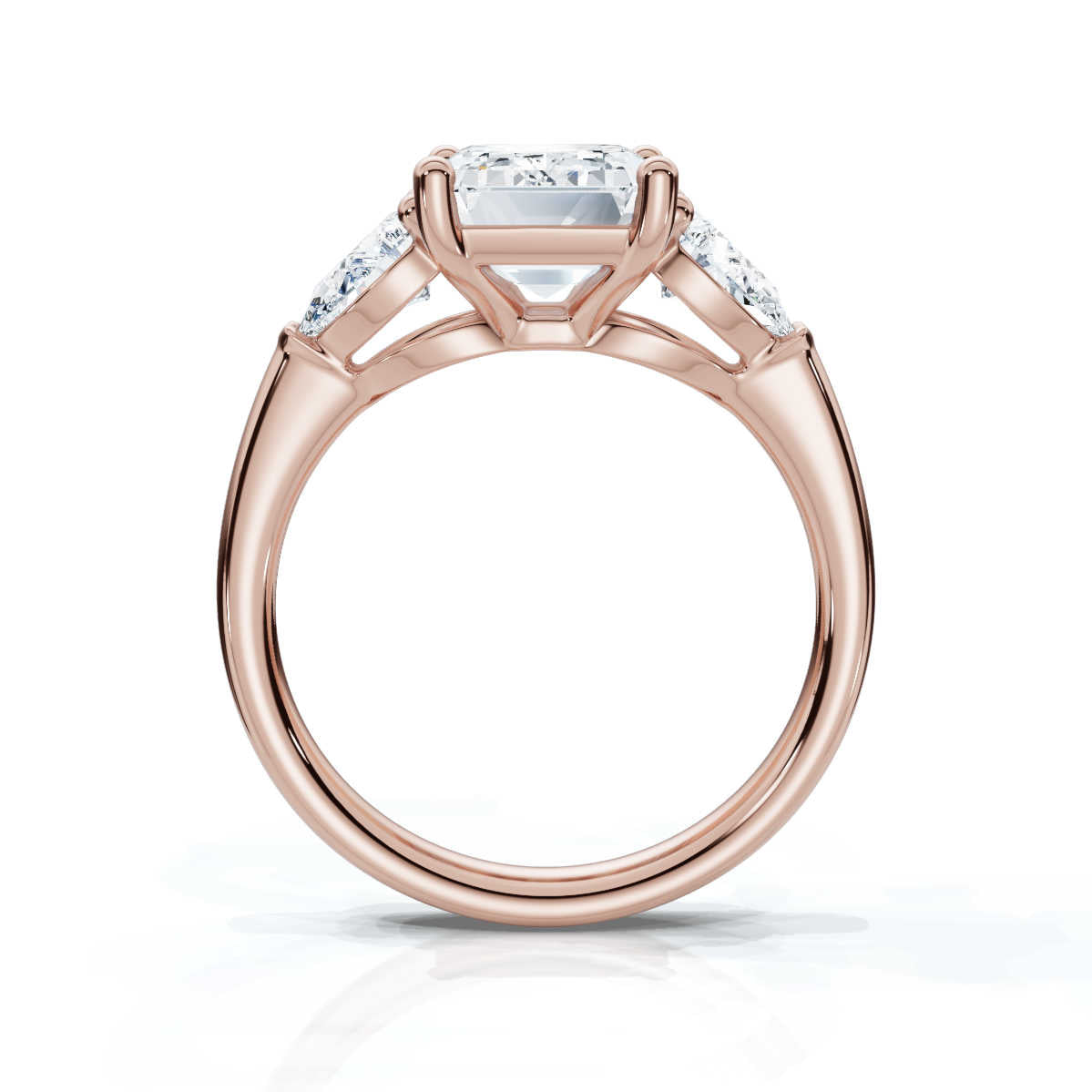 Solid Gold Three Stone Pear Lab Grown Diamond Engagement Ring