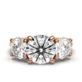 18K Solid Gold 2 CT Three Stone Lab Grown Diamond Ring