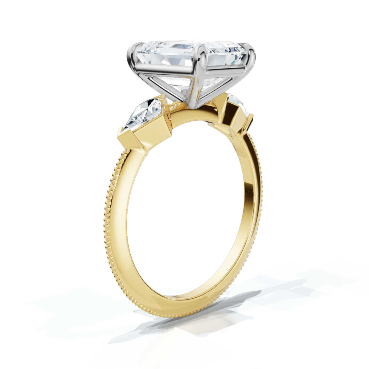 Solid Gold 2 CT Emerald Cut Solitaire Lab Grown Diamond Ring (1BA5FB)