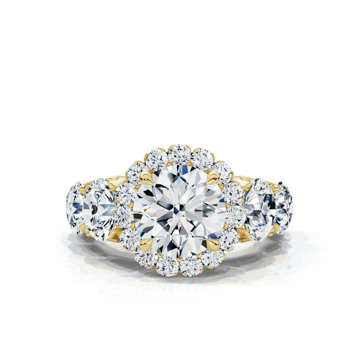Solid Gold Halo Lab Grown Diamond Ring (CC1F6C)