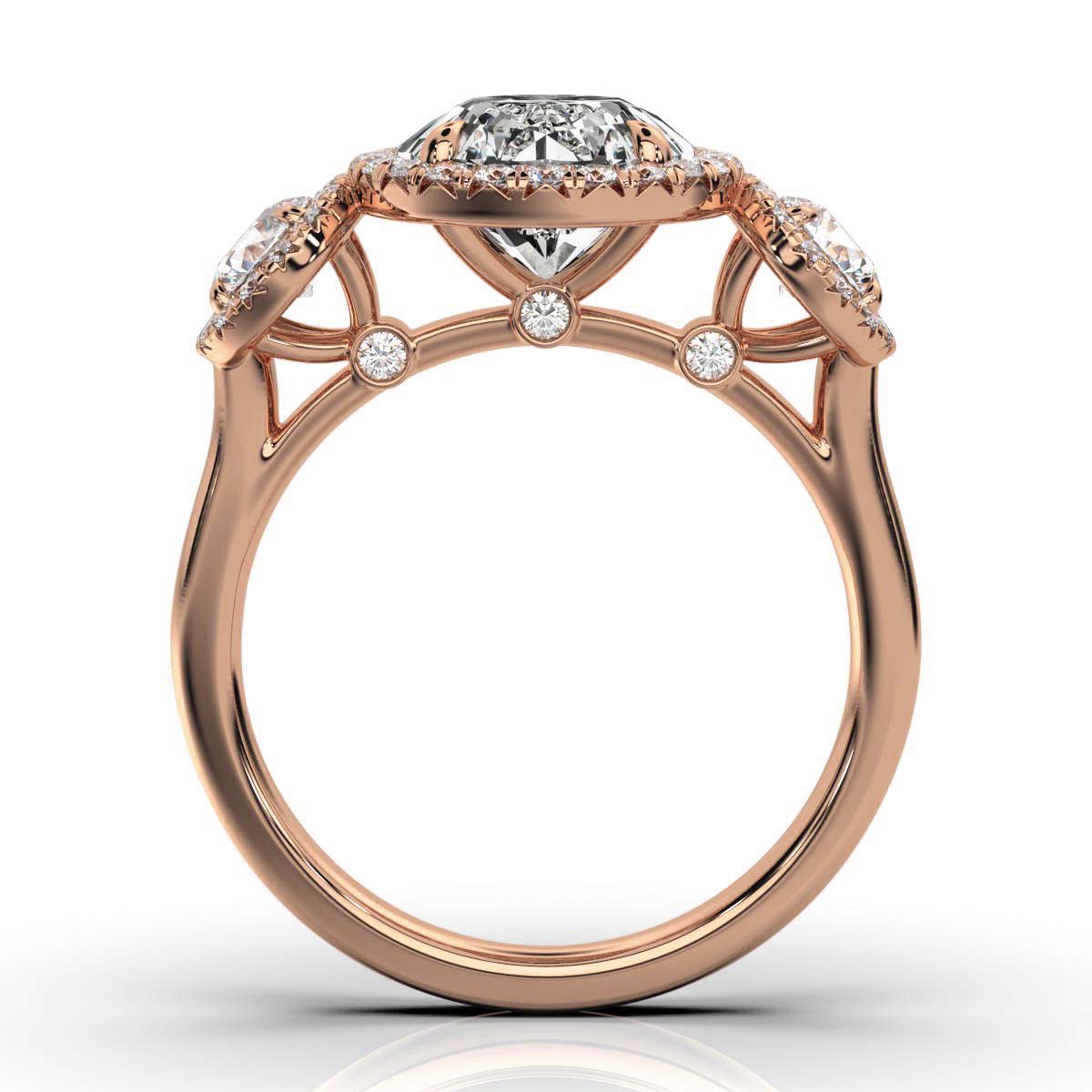 14K Solid Gold 0.97 CT Round Diamond Halo Ring