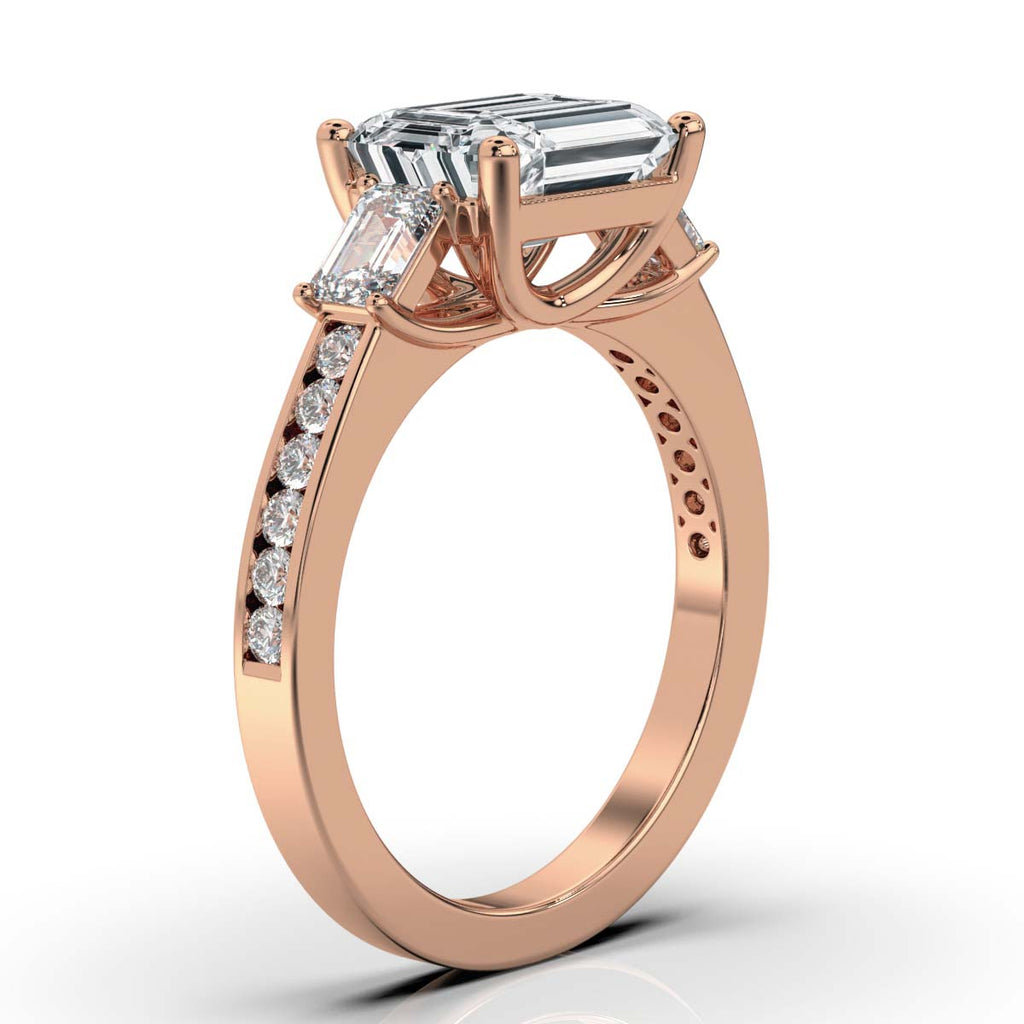 Solid Gold 2.6ct Emerald Cut Solitaire Lab Grown Diamond Ring