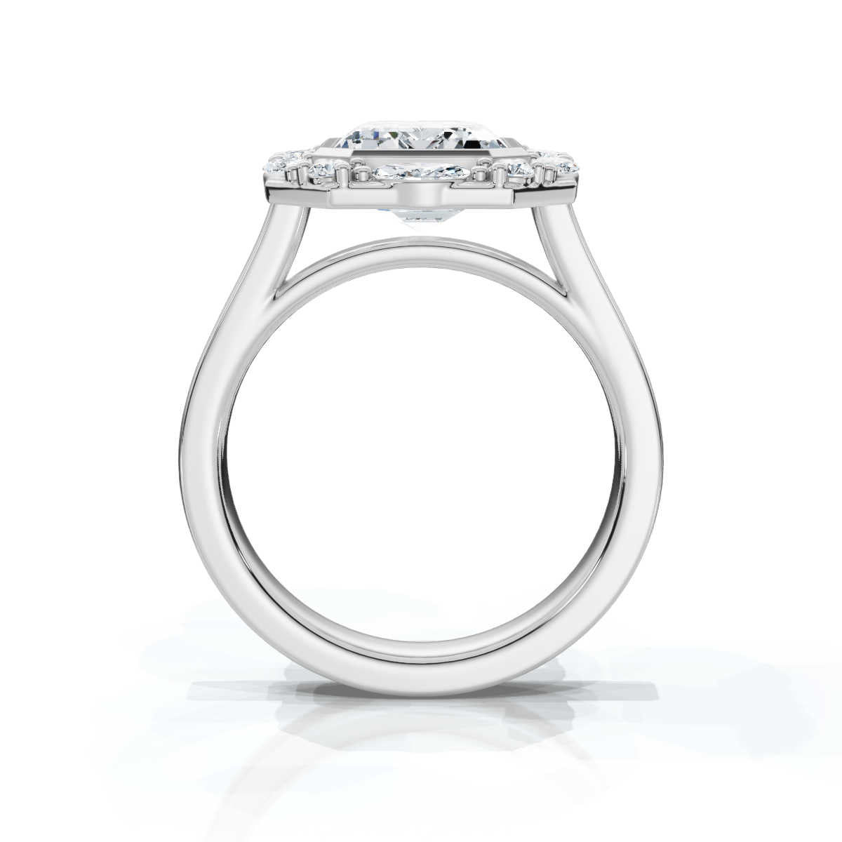 18K Solid Gold 2 CT Emerald Cut Halo Lab Grown Diamond Ring