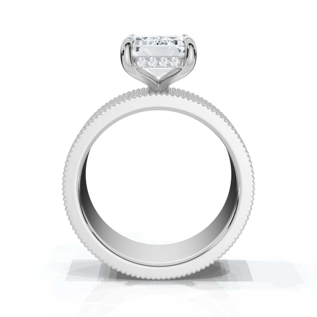 18K Solid Gold 2 CT Emerald Cut Lab Grown Diamond Ring (AE00-3)