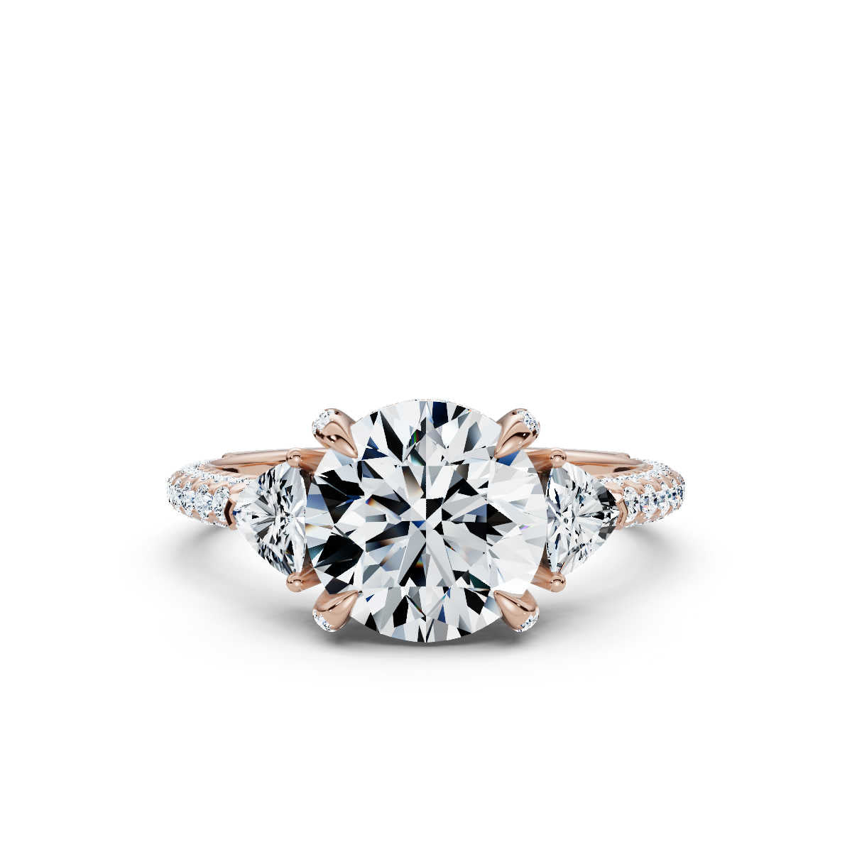 Solid Gold Engagement Ring 2 CT Three Stone Trillion Lab Grown Diamond