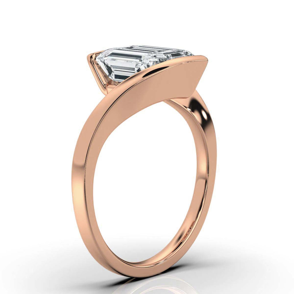 Solid Gold 2ct Emerald Cut Lab Grown Diamond Engagement Ring (95F01F)
