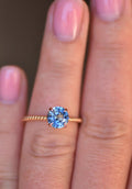 Solid Gold Pastel Blue Sapphire Hidden Halo Diamond Engagement Ring (33E89A)