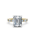 Solid Gold Emerald Cut Lab Grown Diamond Engagement Ring with Baguette