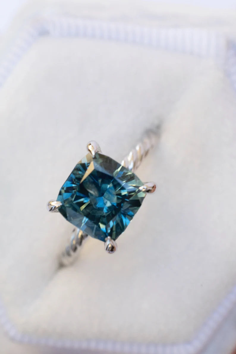 Solid Gold 3 ct Montana Sapphire Solitaire Engagement Ring