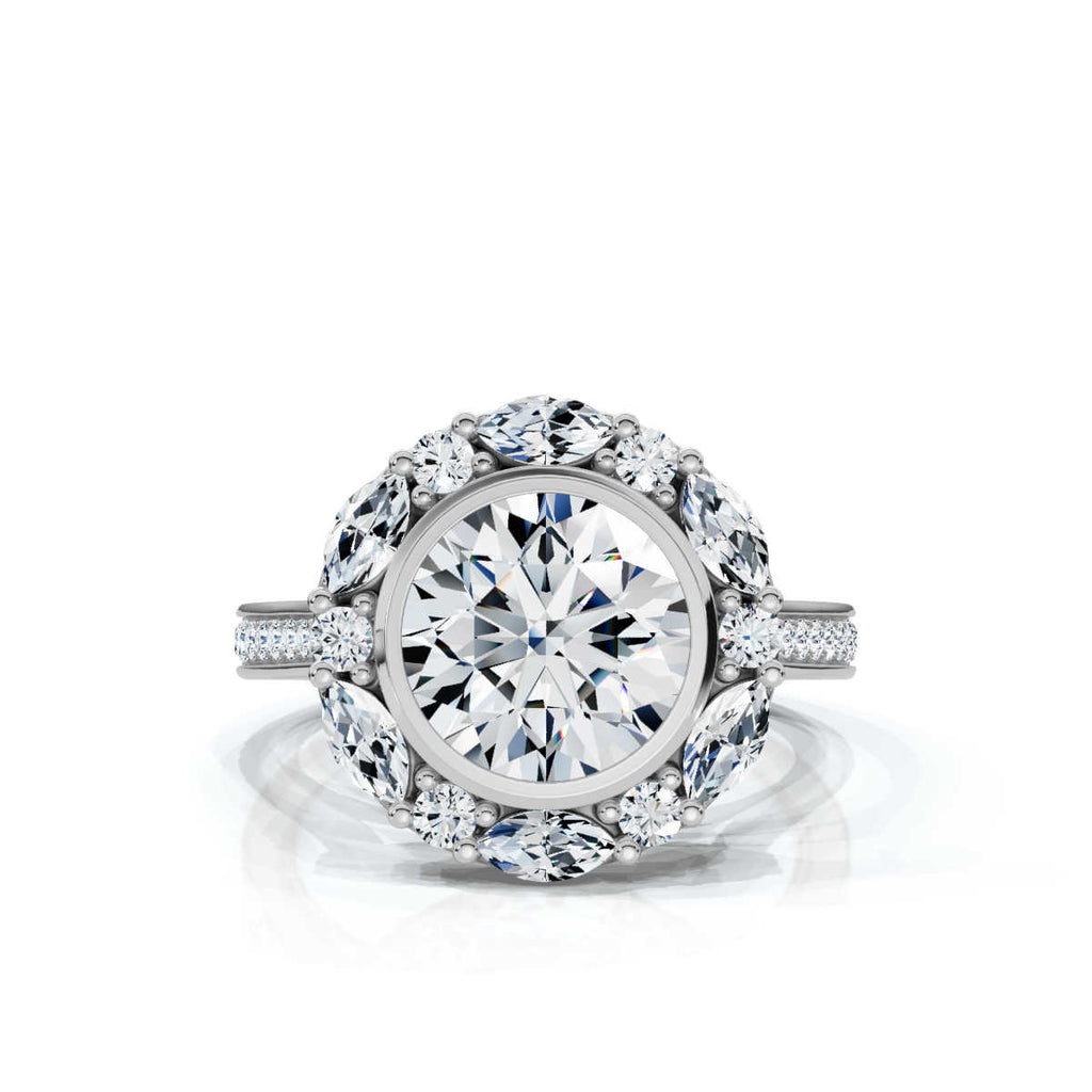 Solid Gold 3 CT Halo Lab Grown Diamond Engagement Ring (49F510)