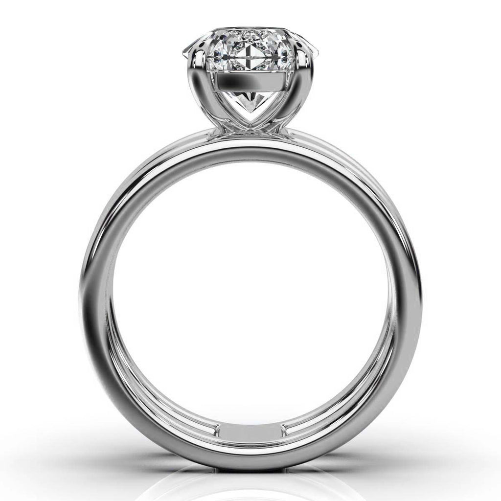 Solid Gold 2 CT Two Bands Lab Grown Diamond Engagement Ring