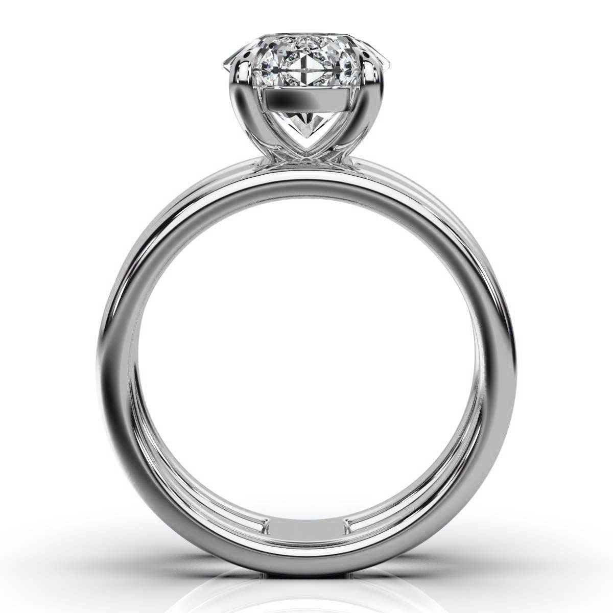 Solid Gold 2 CT Two Bands Lab Grown Diamond Engagement Ring