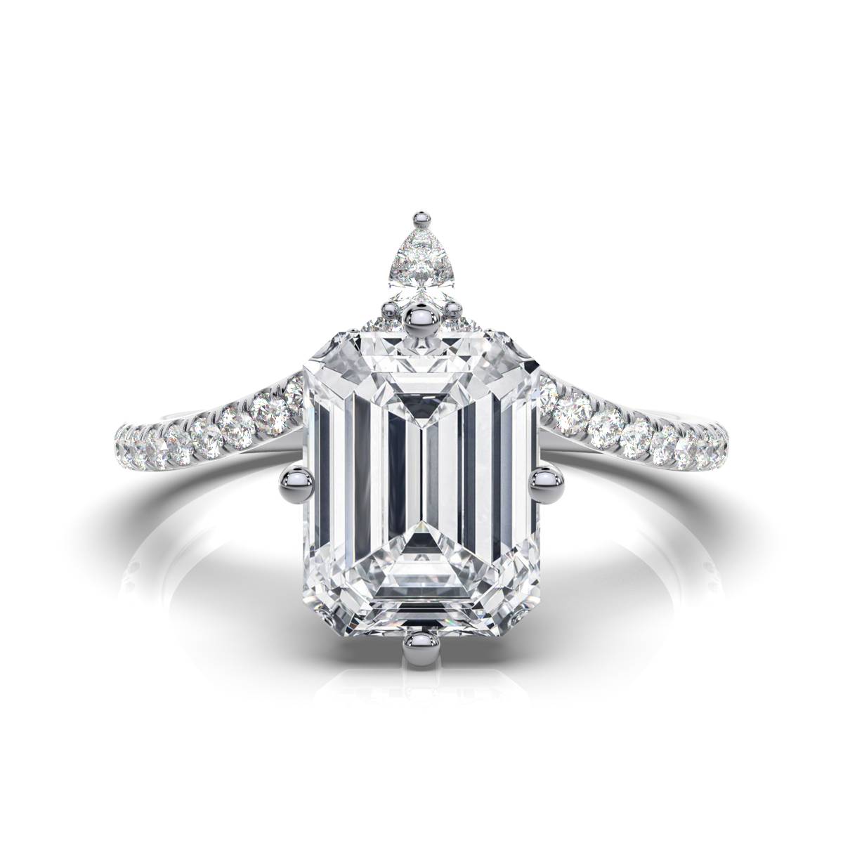 18K Solid Gold 2.3 CT Lab Grown Diamond Ring with Diamond Halo Accents