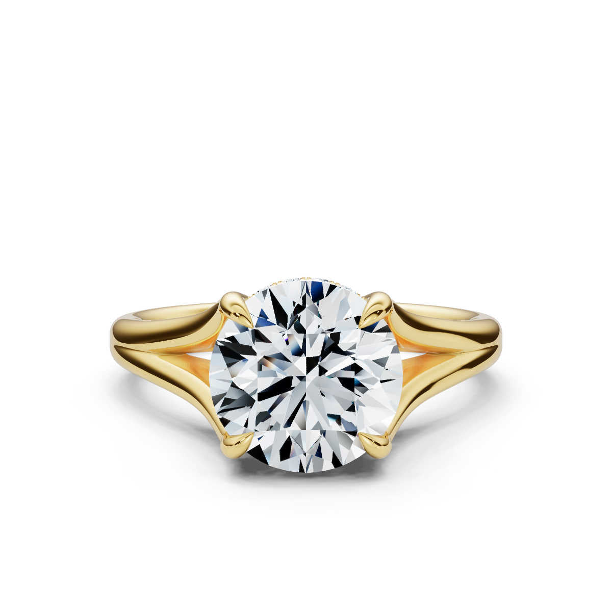 14K Solid Gold 2 CT Round Diamond Halo Ring