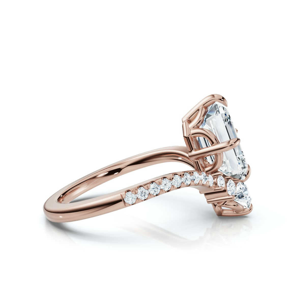 18K Solid Gold 2.4 CT Emerald Lab Grown Diamond Ring with Diamond Halo Accents