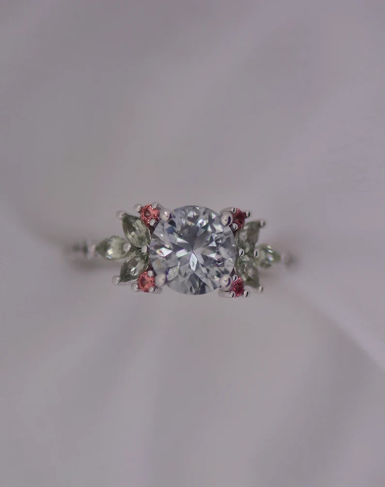 Solid Gold Pastel Montana Sapphire Floral Cluster Ring