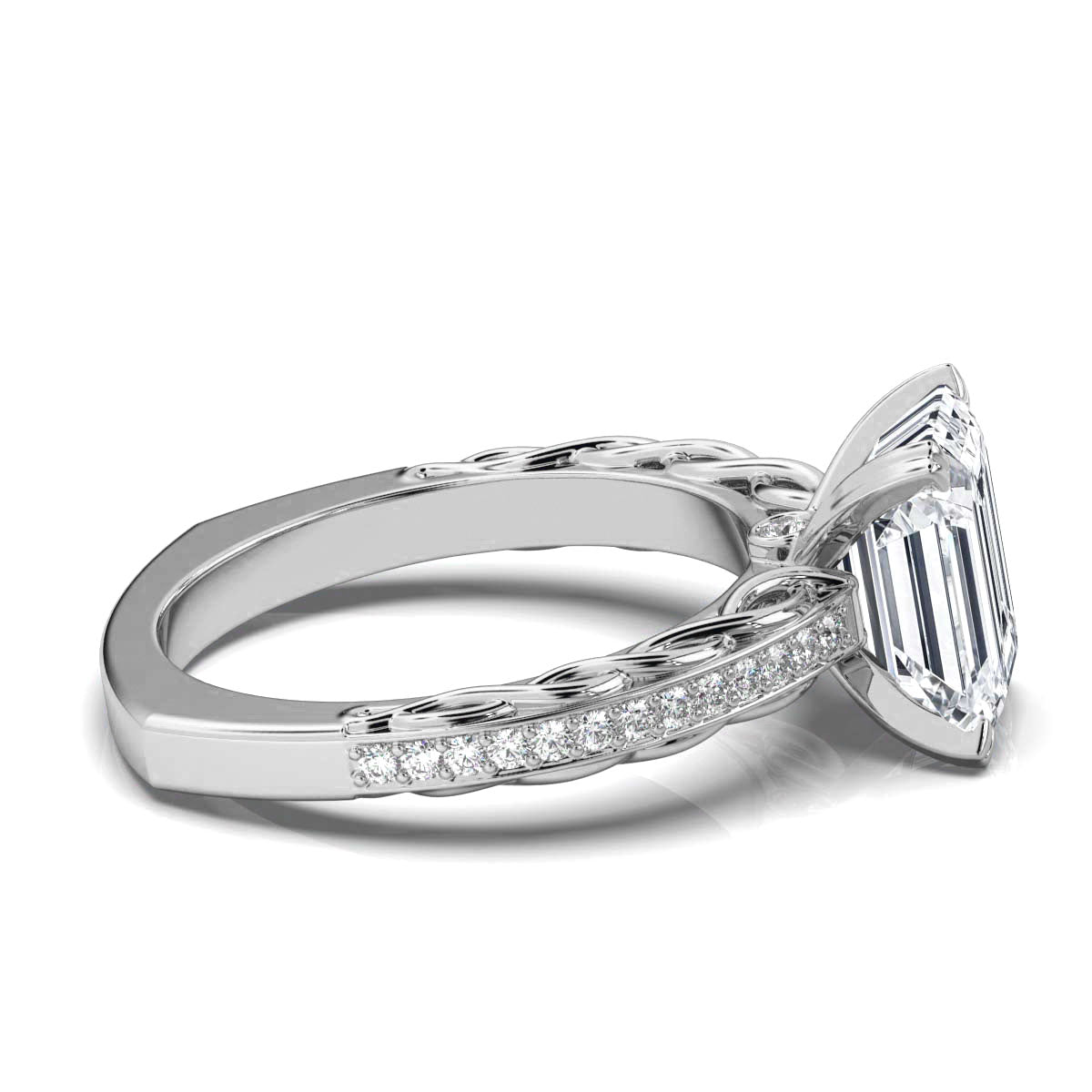 Solid Gold Engagement Ring 2.3ct Emerald Cut Solitaire Lab Grown Diamond