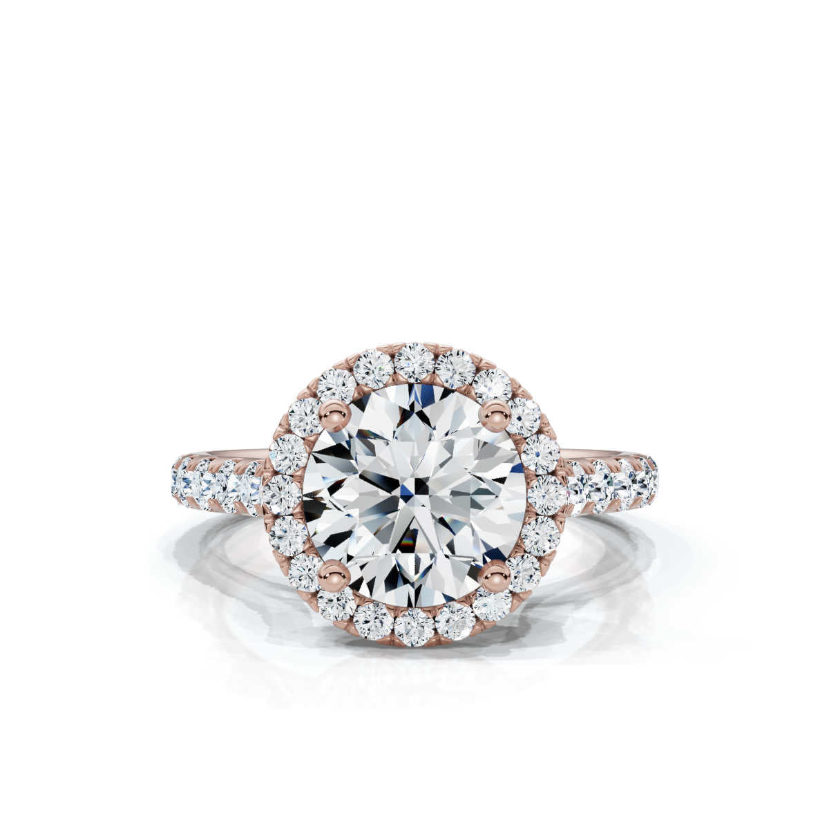 Solid Gold 2 CT Halo Lab Grown Diamond Ring (E0C4B4)