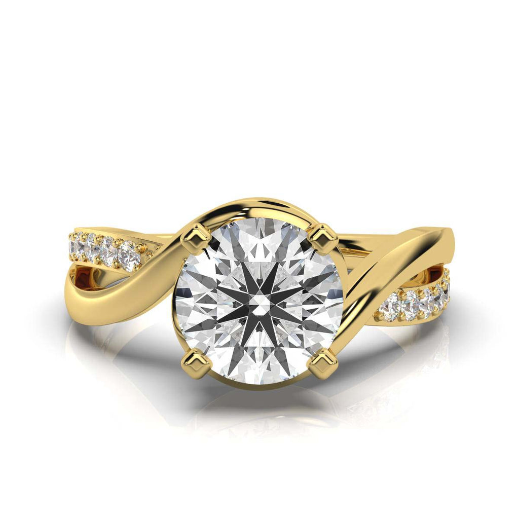 Solid Gold Twisted Vine Lab Grown Diamond Ring