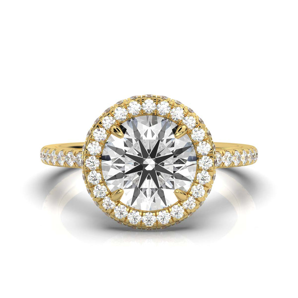 Solid Gold Halo Claw Lab Grown Diamond Ring