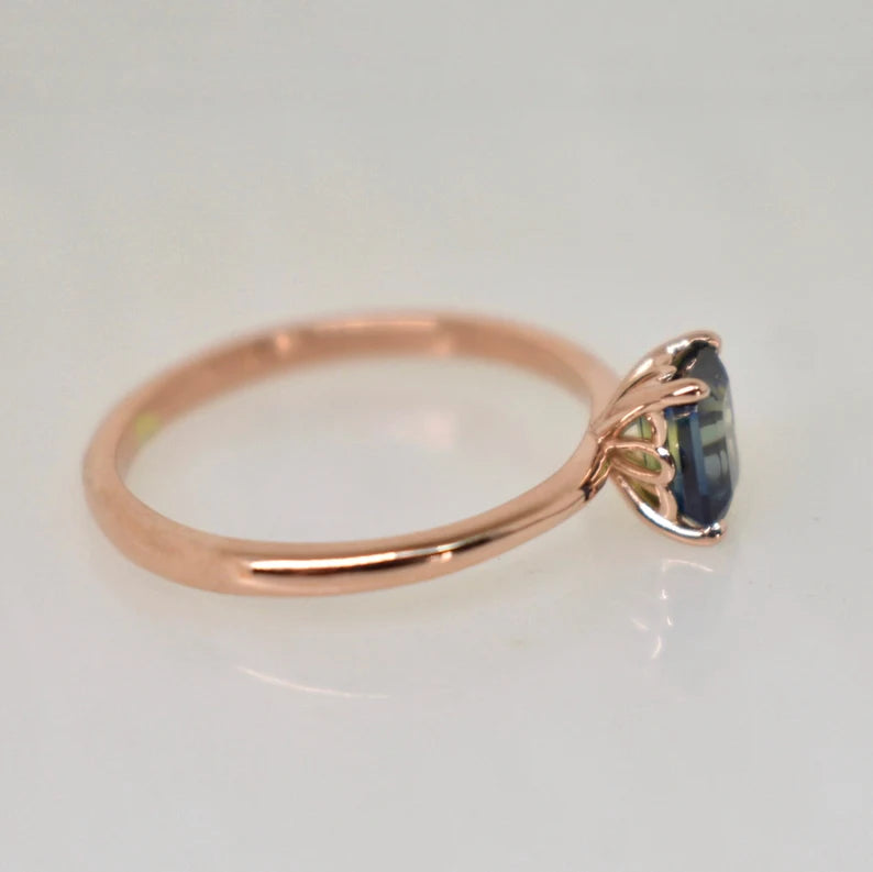 Solid Gold Parti Color Sapphire Solitaire Ring
