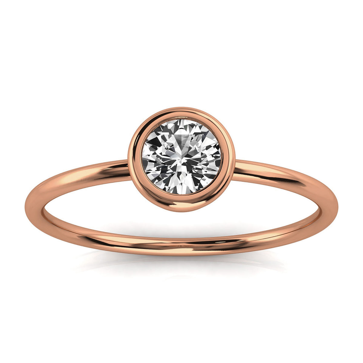 Solid Gold Bezel Solitaire Lab Grown Diamond Ring