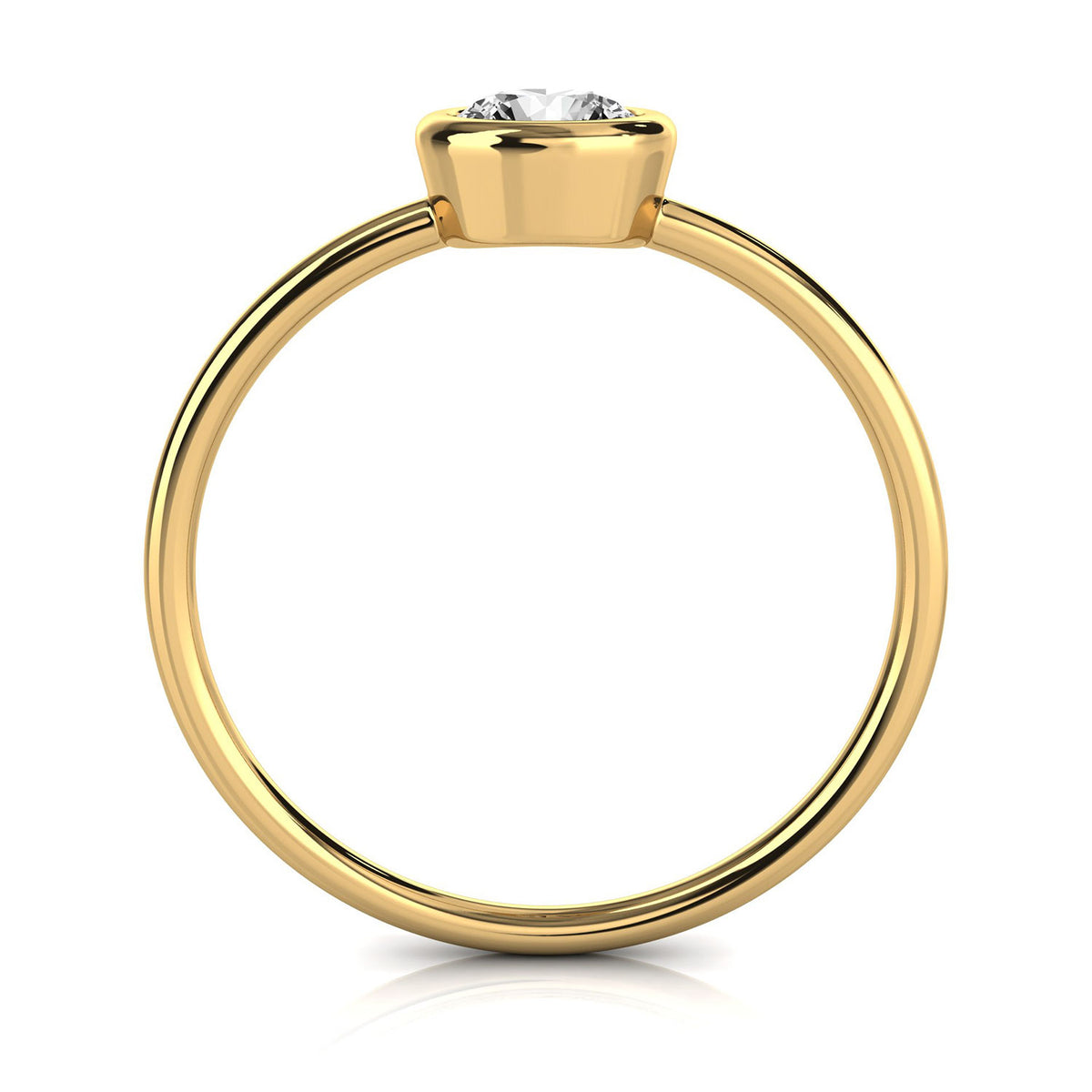 Solid Gold Bezel Solitaire Lab Grown Diamond Ring