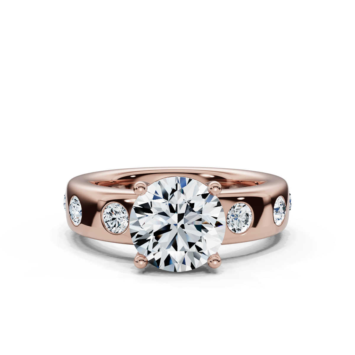 Solid Gold Bazel Set Lab Grown Diamond Engagement Ring